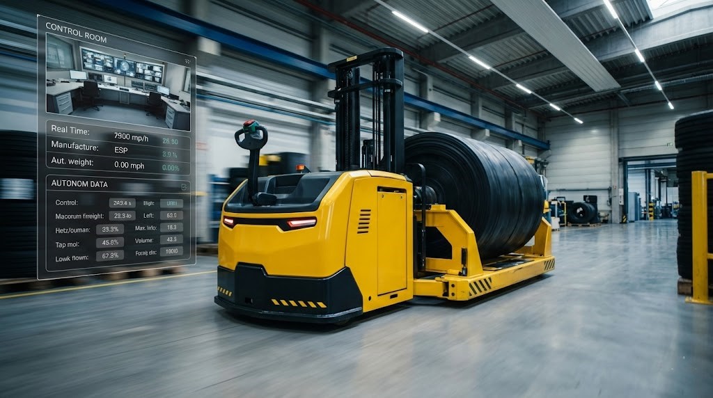 ภาพระบบ AGV ในโรงงาน